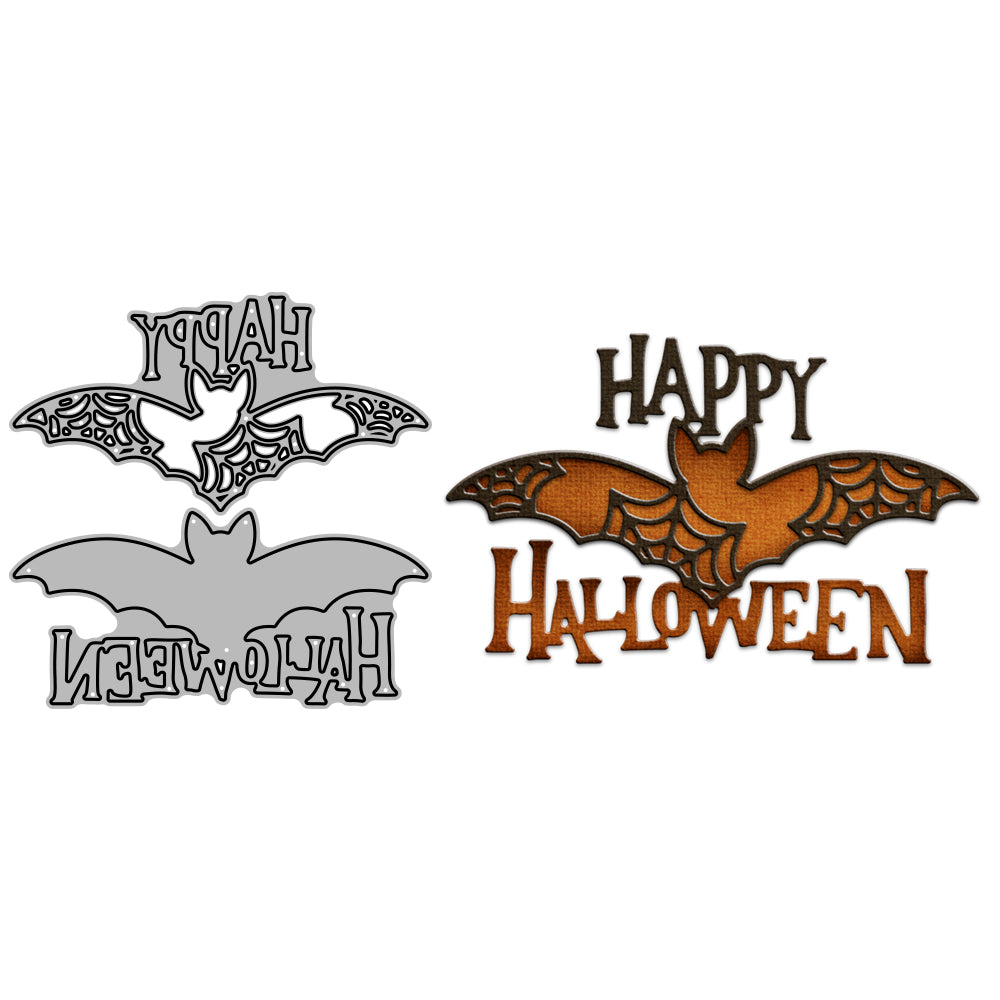 Happy Halloween Bat Embossed Metal Cutting Dies Set YX761