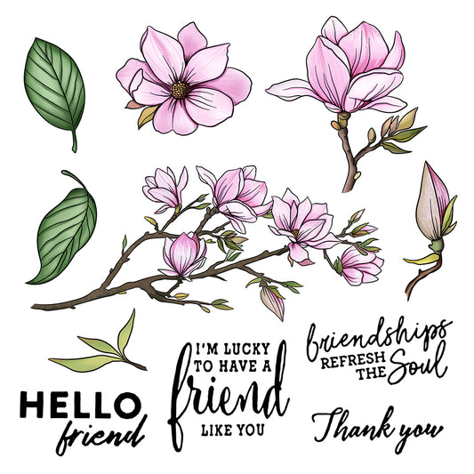 Blooming Magnolia Mother's Day Flowers Cutting Dies And Stamp Set YX514-S+D