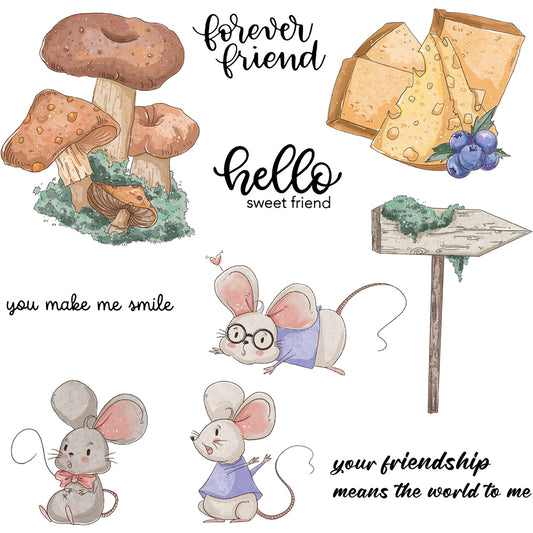 Cheese Mouse Mushroom cutting dies and stamp set YX478-S+D