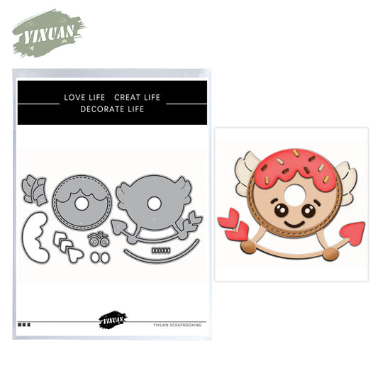 Sweet Cartoon Cookie With Heart Metal Cutting Dies Set Valentine's Day Decor YX1051