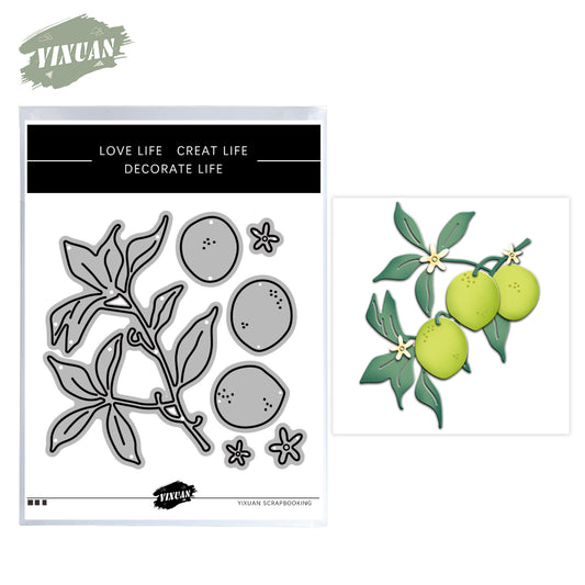 Fruits Lemon Lime In The Branches Metal Cutting Dies Set YX944