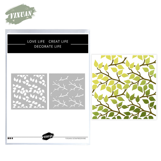 2pcs Spring Series Plant Leaves And Branches Plastic Stencils For Decor Scrapbooking Cards Background 20220817-88