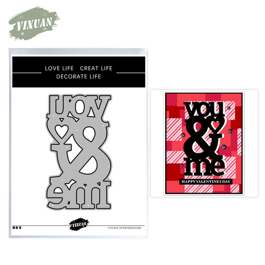 Love Valentine's Day Series You & Me With Heart Metal Cutting Dies Set YX903