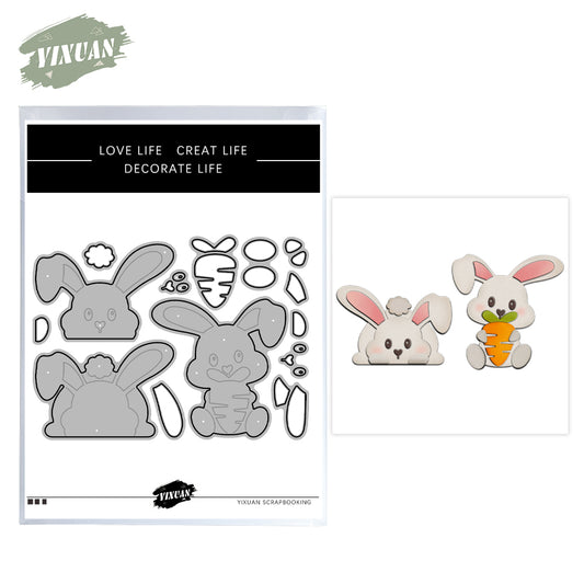 Cute Cartoon Rabbits And Carrot Metal Cutting Dies Set YX1033