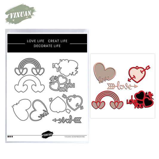 Love Valentine's Day Series Love Hearts And Arrows Rainbow Metal Cutting Dies Set YX908,YX909,YX910,YX911,YX912
