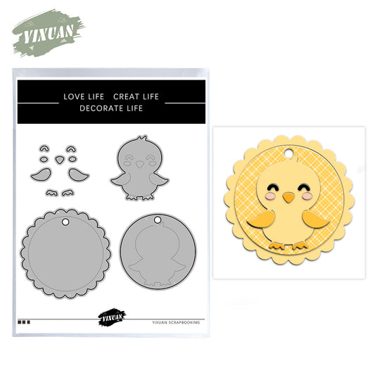 Cute Cartoon Bird Round Shaker Metal Cutting Dies Set YX1170