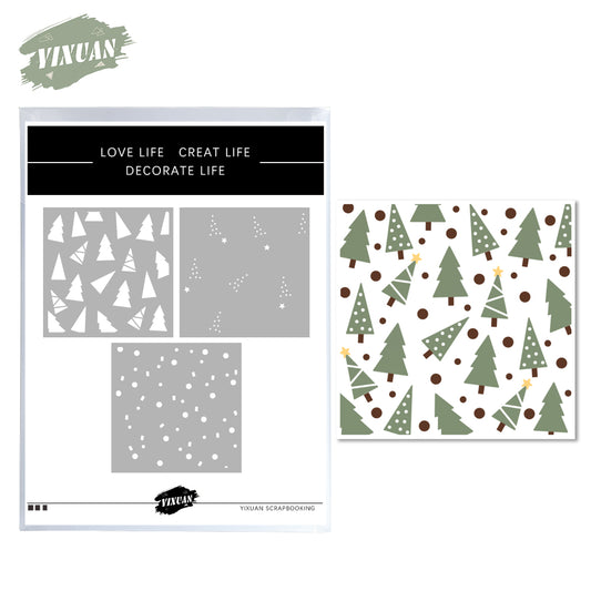 3PCs Background Chritsmas Tree Stencil For Decor YX807