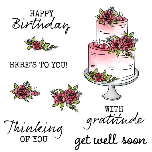 Love Roses Birthday Wedding Cake Cutting Dies And Stamp Set YX533-S+D