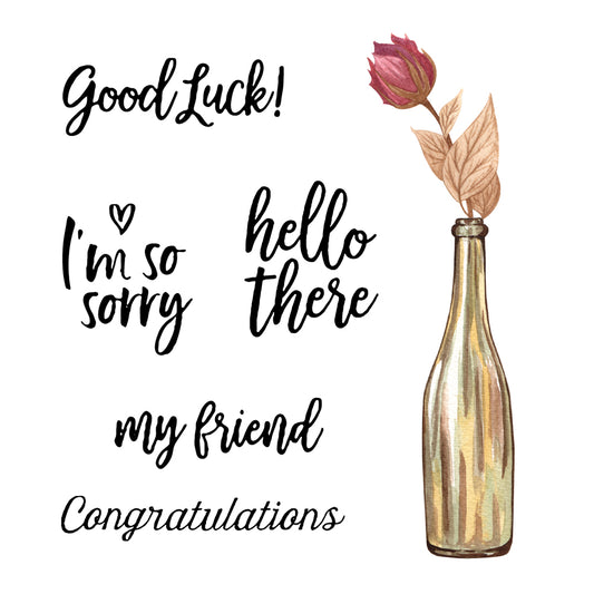 Home Desk Bottle Flowers Mini Cutting Dies And Stamp Set YX604-S+D