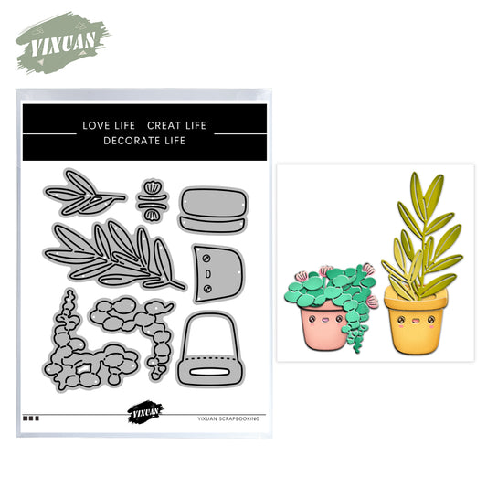 Cartoon Potted Flowers Plants Mini Cutting Dies Set YX863