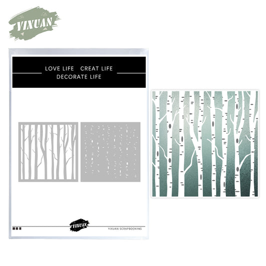 2PCS Nature Trees And Branches Plastic Stencils For Decor Scrapbooking Cards Background 20220817-11