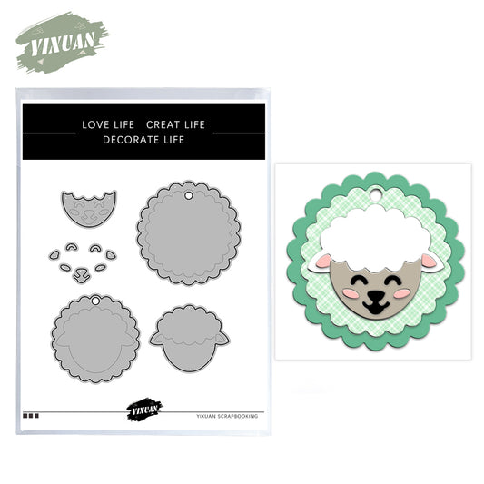 Cute Sheep Goat Round Shaker Metal Cutting Dies Set YX1171