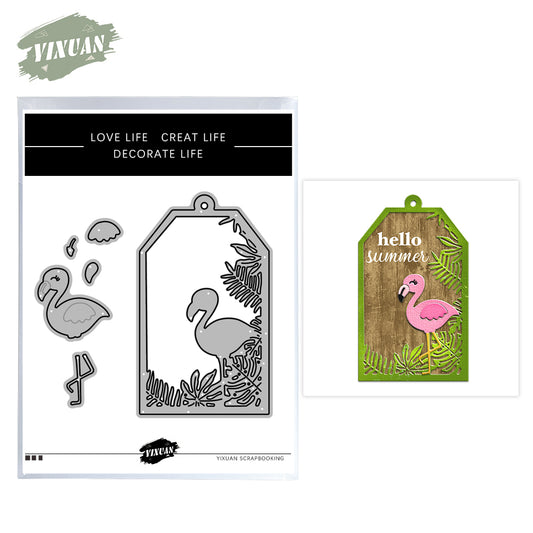 Summer Palm And Pink Flamingo Metal Cutting Dies Set YX1165