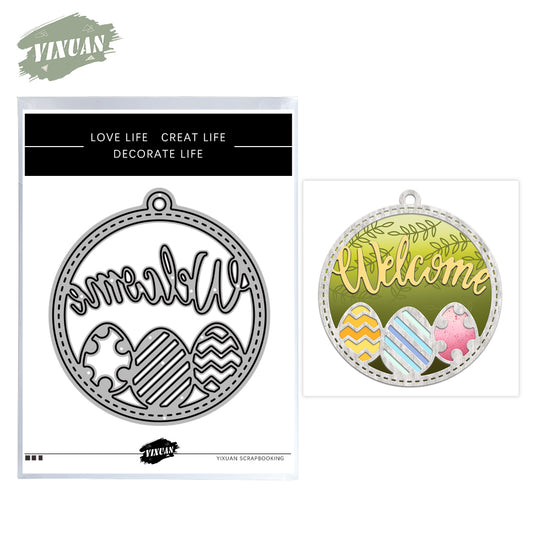 Colorful Easter Eggs Round Mini Shaker Metal Cutting Dies Set YX995