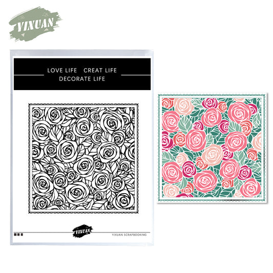 Blooming Roses Background Clear Stamp YX721