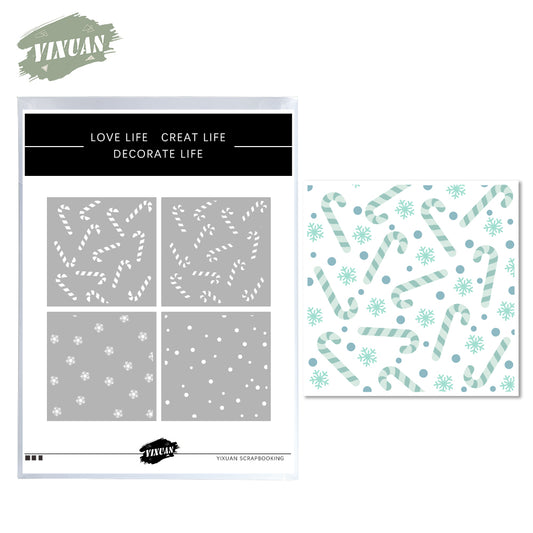 4PCS Background Chritsmas Cane Stencil For Decor YX805