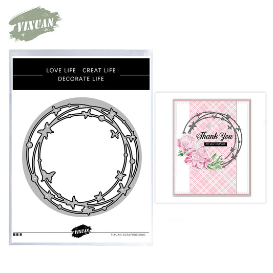 Mini Butterfly Round Border Metal Cutting Dies Set YX1162