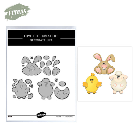 Cute Easter Rabbit Chick Sheep Animals Metal Cutting Dies Set YX1063,YX1064,YX1065