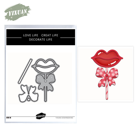 Love Lips Lollipop Metal Cutting Dies Set Valentine's Day Decor YX1050