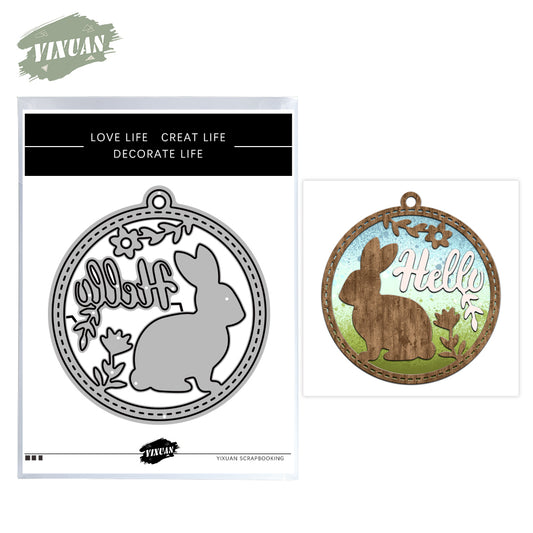 Cute Easter Rabbit Mini Round Shaker Metal Cutting Dies Set YX996