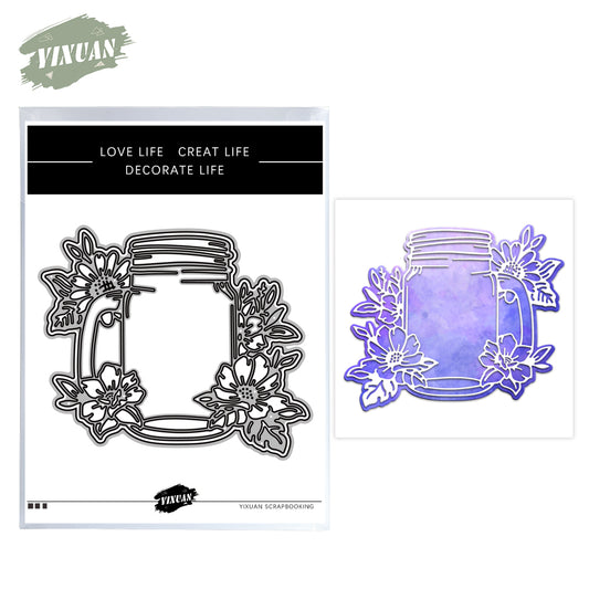 2023 New Spring Series Blooming Flowers And Bottle Metal Cutting Dies Set YX953