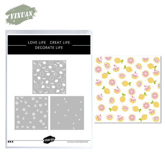 3PCs Sweet Sour Mango Background Stencil For Decor YX839