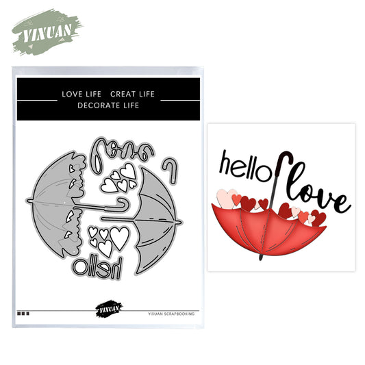 Valentine's Day Gifts Decor Love Hearts Umbrella Metal Cutting Dies Set YX1035