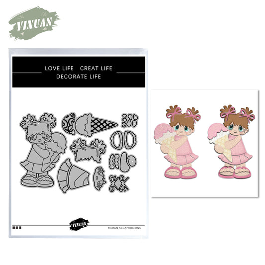 Cute Little Girl And Ice-cream Cutting Dies Set YX831