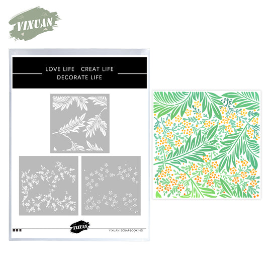 3pcs Spring Series Tropical Leaves Plastic Stencils For Decor Scrapbooking Cards Background 20220817-74