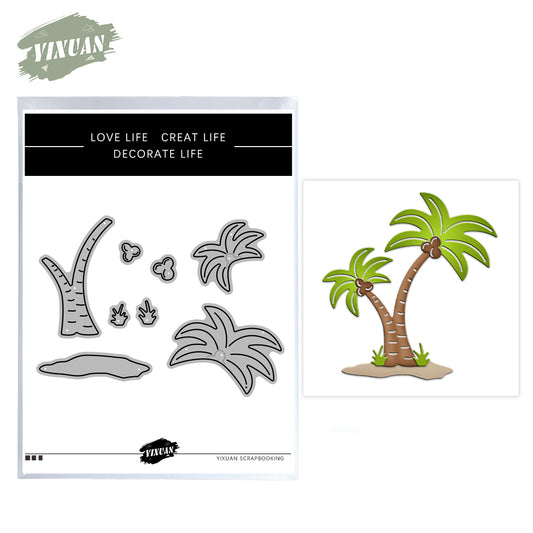 Summer Palm Tree And Beach Metal Cutting Dies Set YX1166