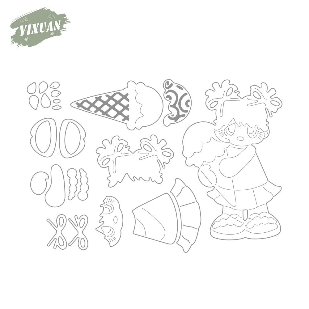 Cute Little Girl And Ice-cream Cutting Dies Set YX831