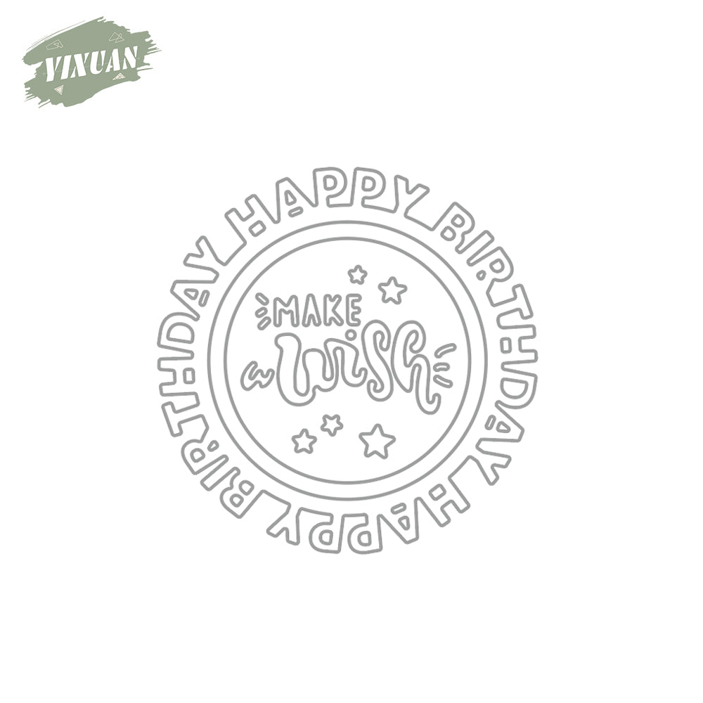 Happy Birthday Make Wish Round Scrapbook Metal Cutting Dies Set YX1091
