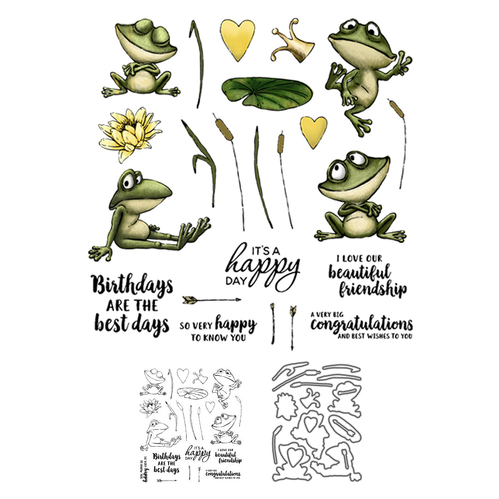 Carttoon Funny Frogs Prince Cutting Dies And Stamp Set YX544-S+D