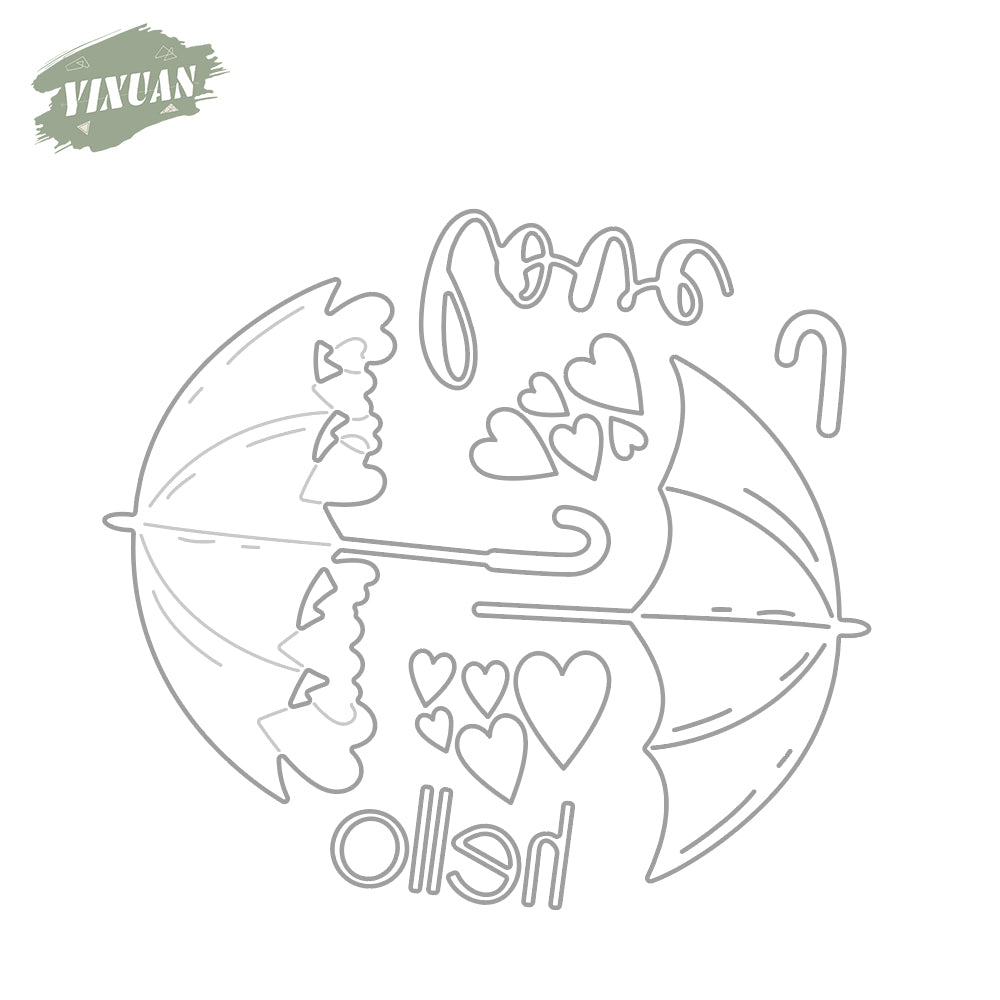 Valentine's Day Gifts Decor Love Hearts Umbrella Metal Cutting Dies Set YX1035