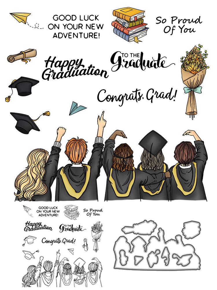 Graduation Celebration Young Boys And Girls Cutting Dies And Stamp Set YX503-S+D