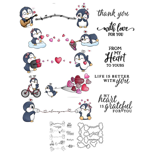 2022 Winter Penguins And Hearts Cutting Dies And Stamp Set YX574-S+D