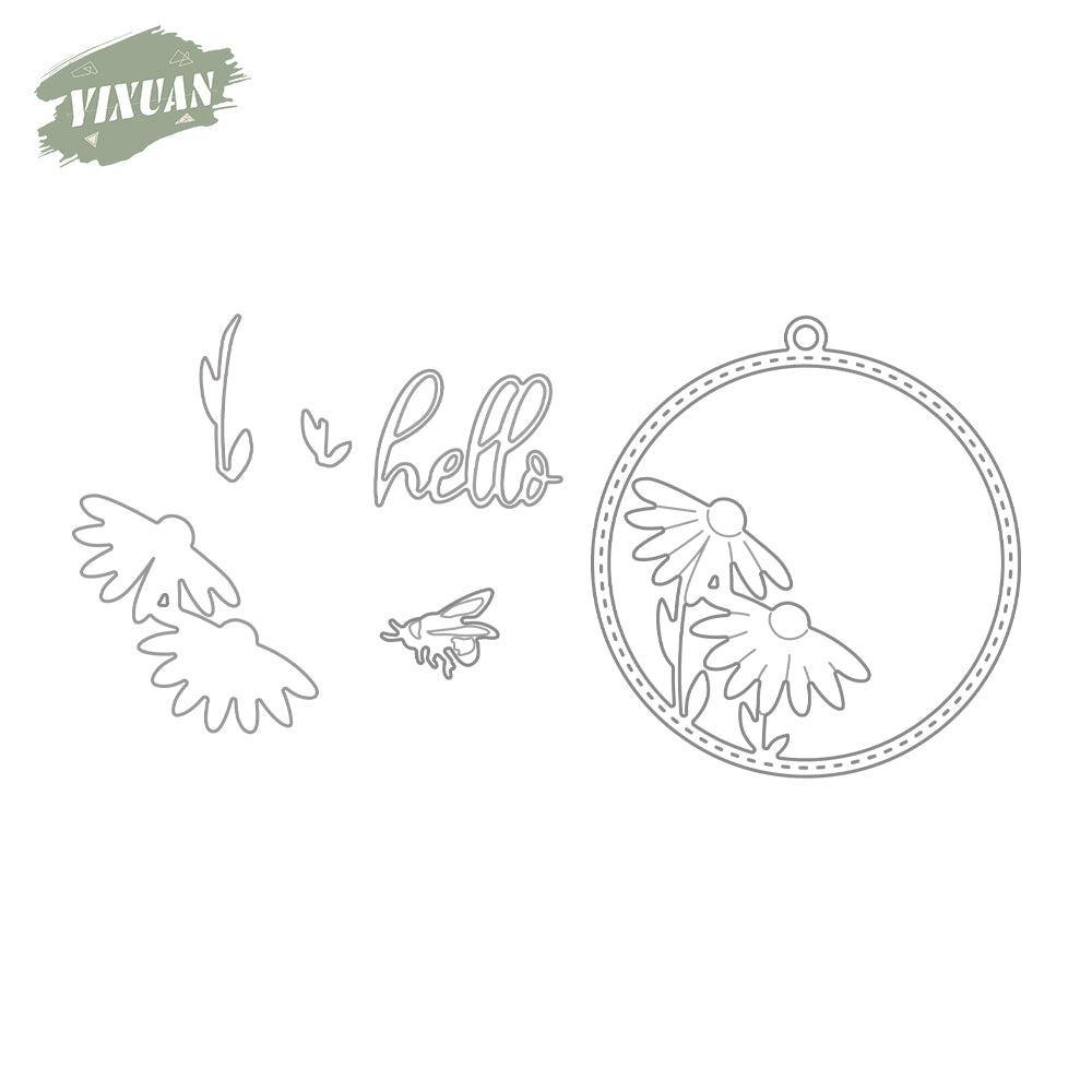 Spring Series Flowers Daisy And Hello Bee Shaker Cutting Dies Set YX1127