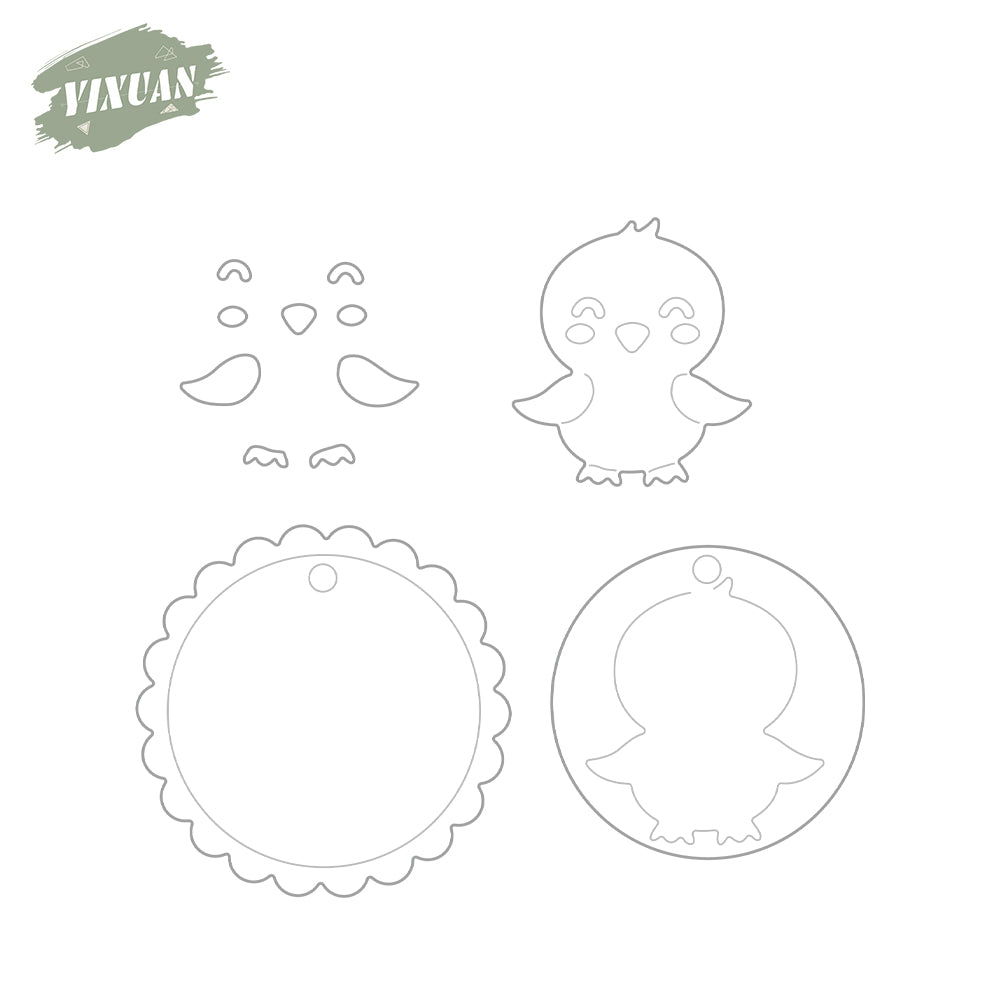 Cute Cartoon Bird Round Shaker Metal Cutting Dies Set YX1170