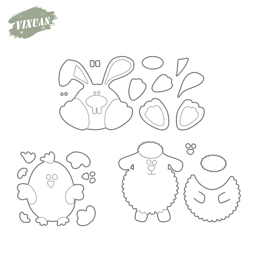Cute Easter Rabbit Chick Sheep Animals Metal Cutting Dies Set YX1063,YX1064,YX1065