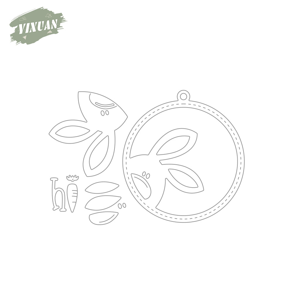 Easter Rabbit Head Round Shaker Metal Cutting Dies Set YX997