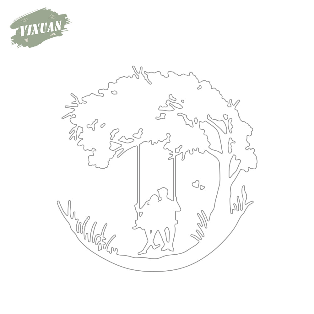 Love Couples On Tree Swings Metal Cutting Dies Set YX940