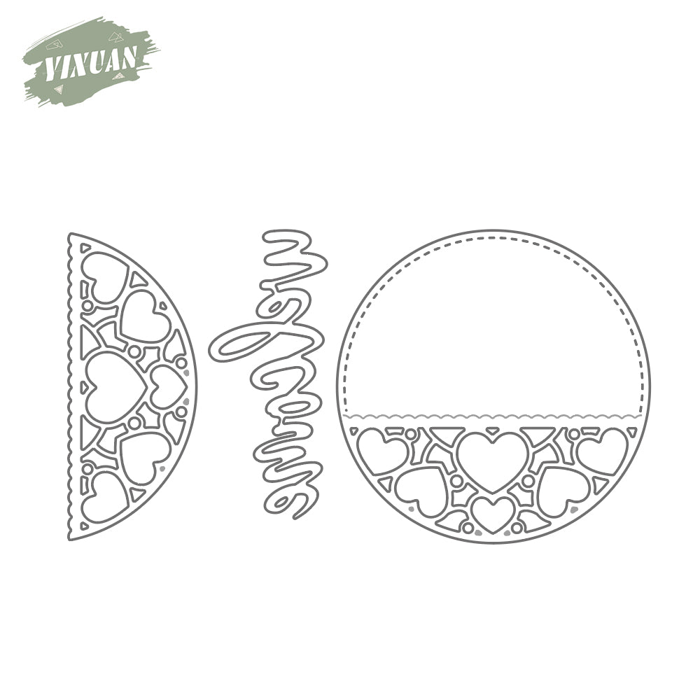 Round Welcome Hearts Shaker Metal Cutting Dies Set YX1040