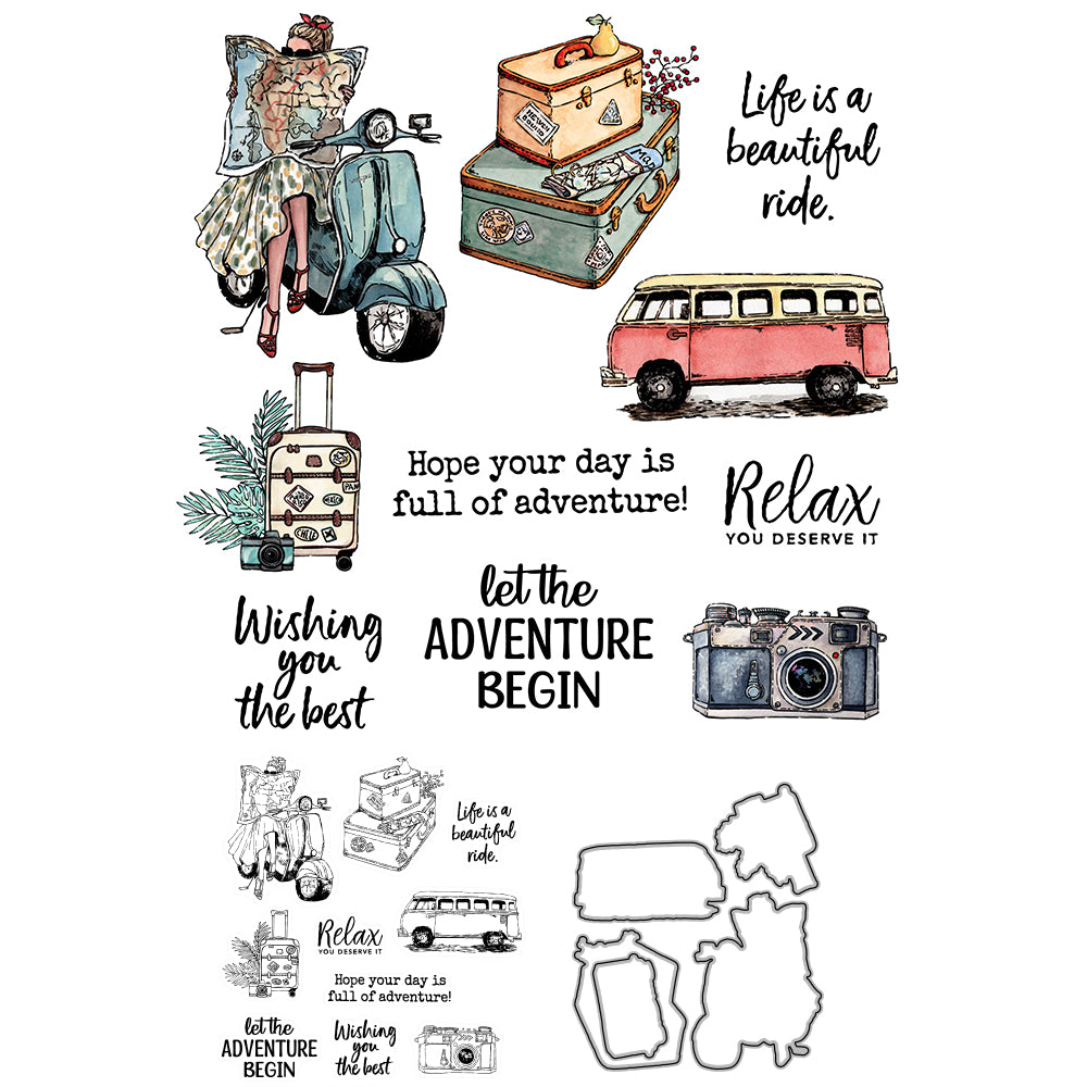 Modern Women Journey Vintage Retro Cutting Dies And Stamp Set YX547-S+D