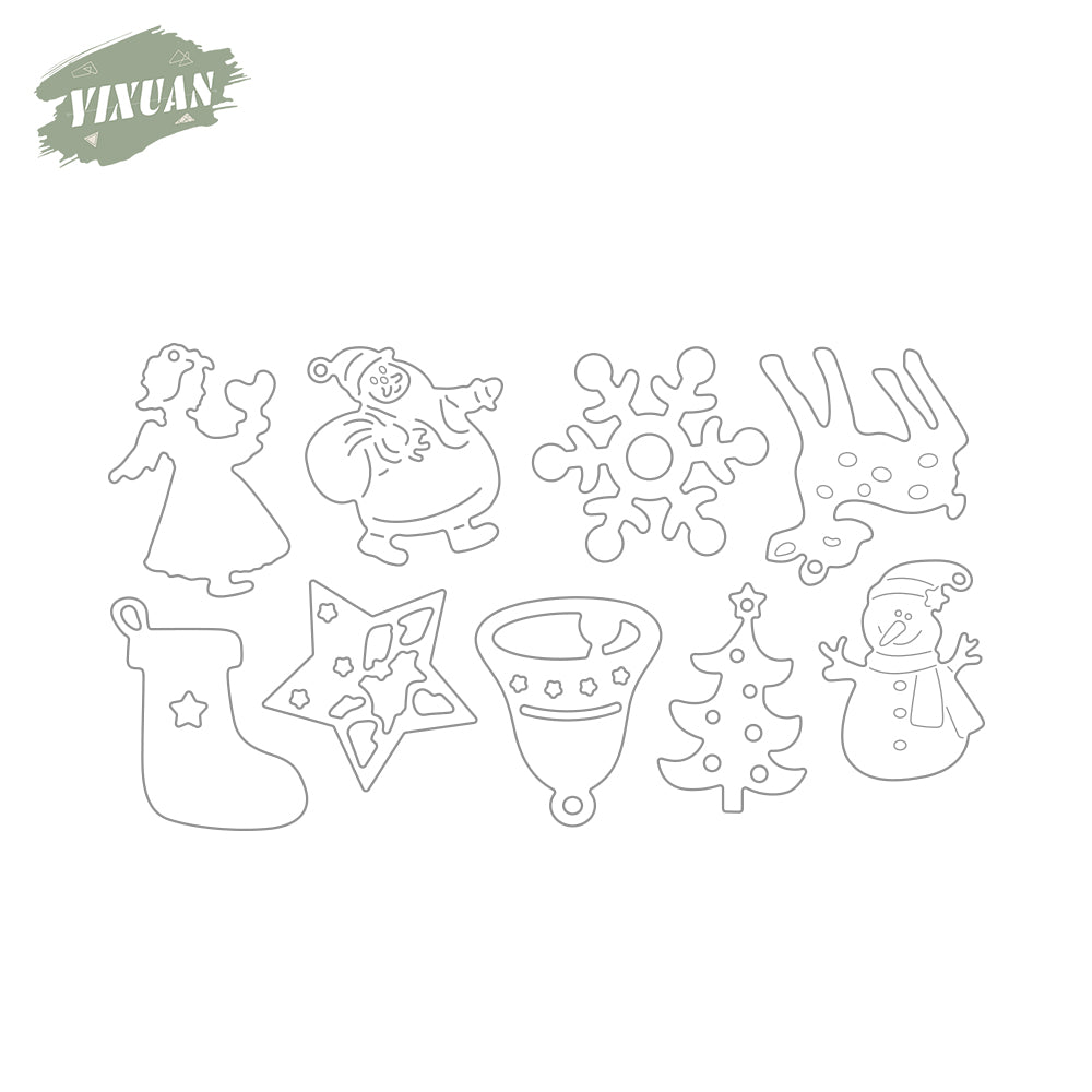 Christmas Tree Reindeer Snowman Santa Claus Xmas Series Cutting Dies Set YX820