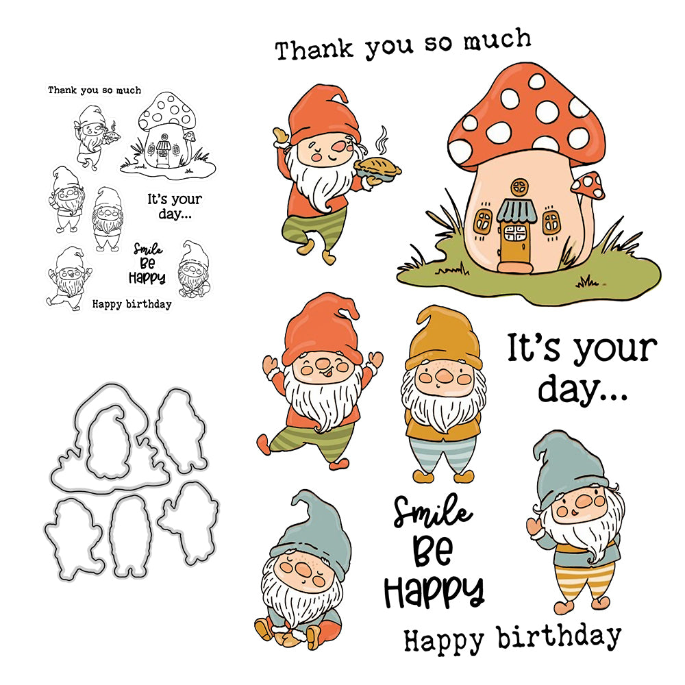 Nature Gnome Mushroom Cutting Dies And Stamp Set YX492-S+D