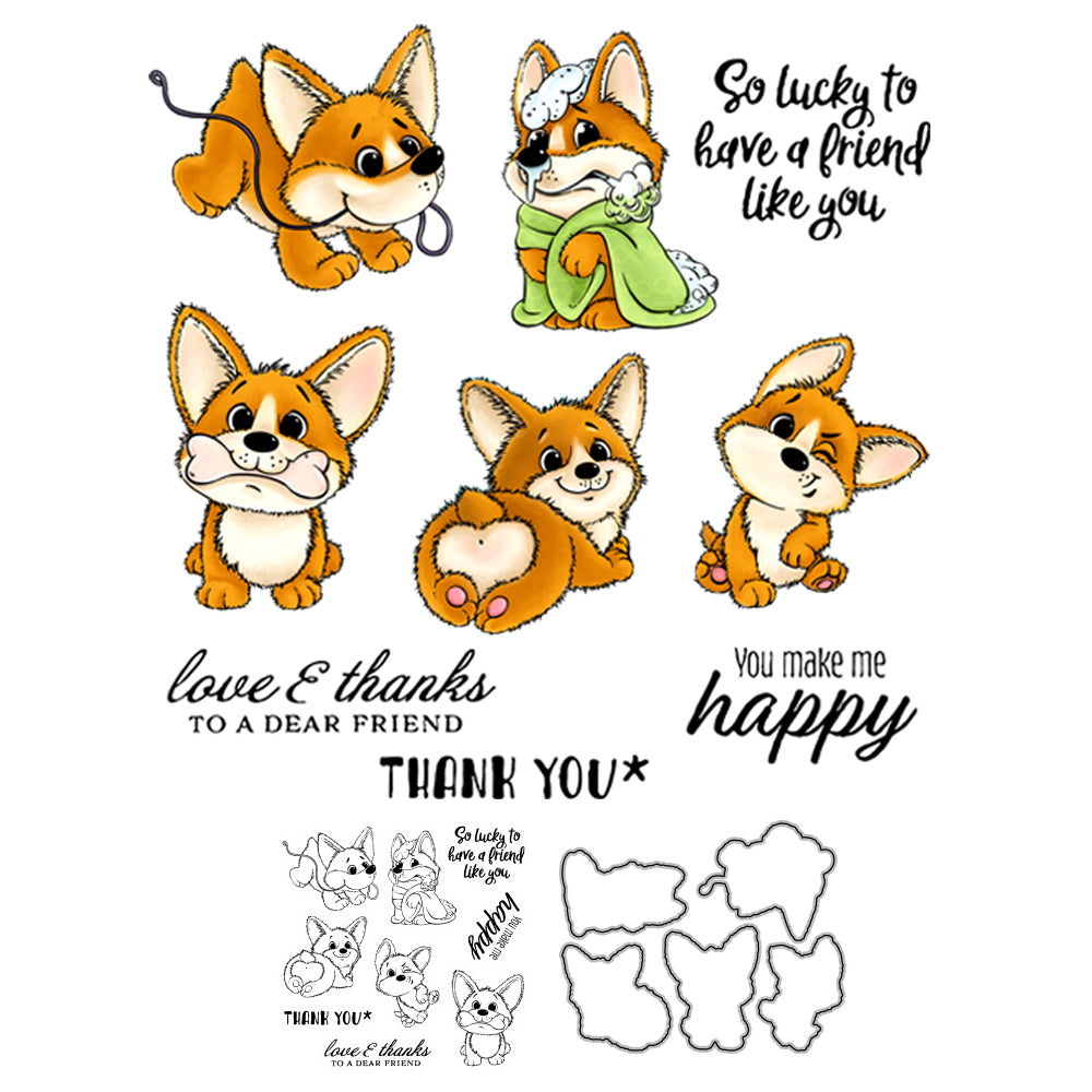 Cute Pet Dogs Joyful Dogs Holiday Life Cutting Dies And Stamp Set YX564-S+D