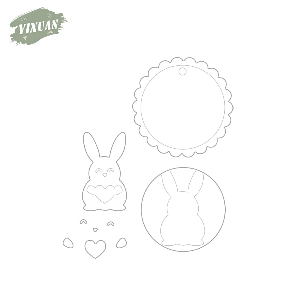 Cute Rabbit And Heart Metal Cutting Dies Set YX1169