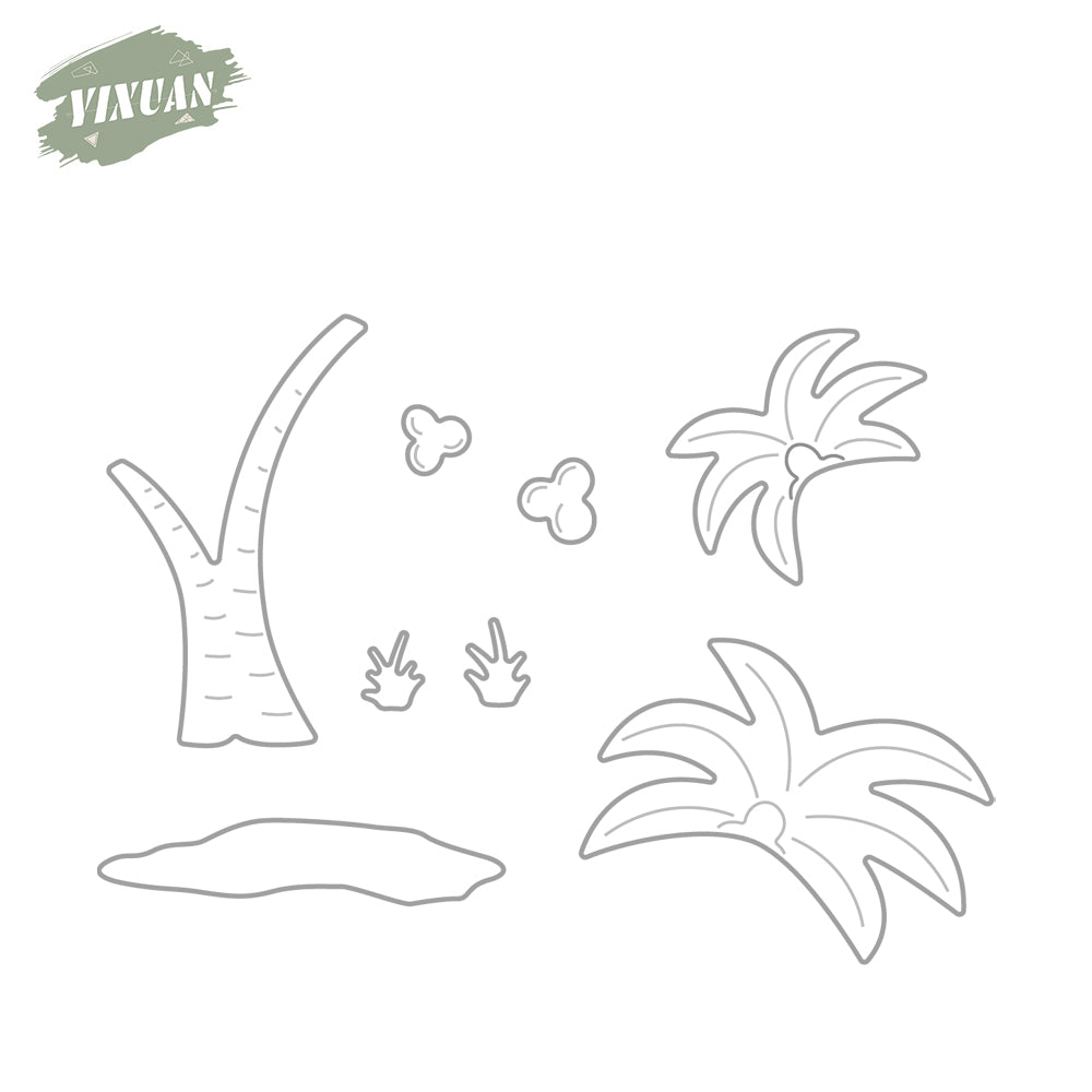 Summer Palm Tree And Beach Metal Cutting Dies Set YX1166