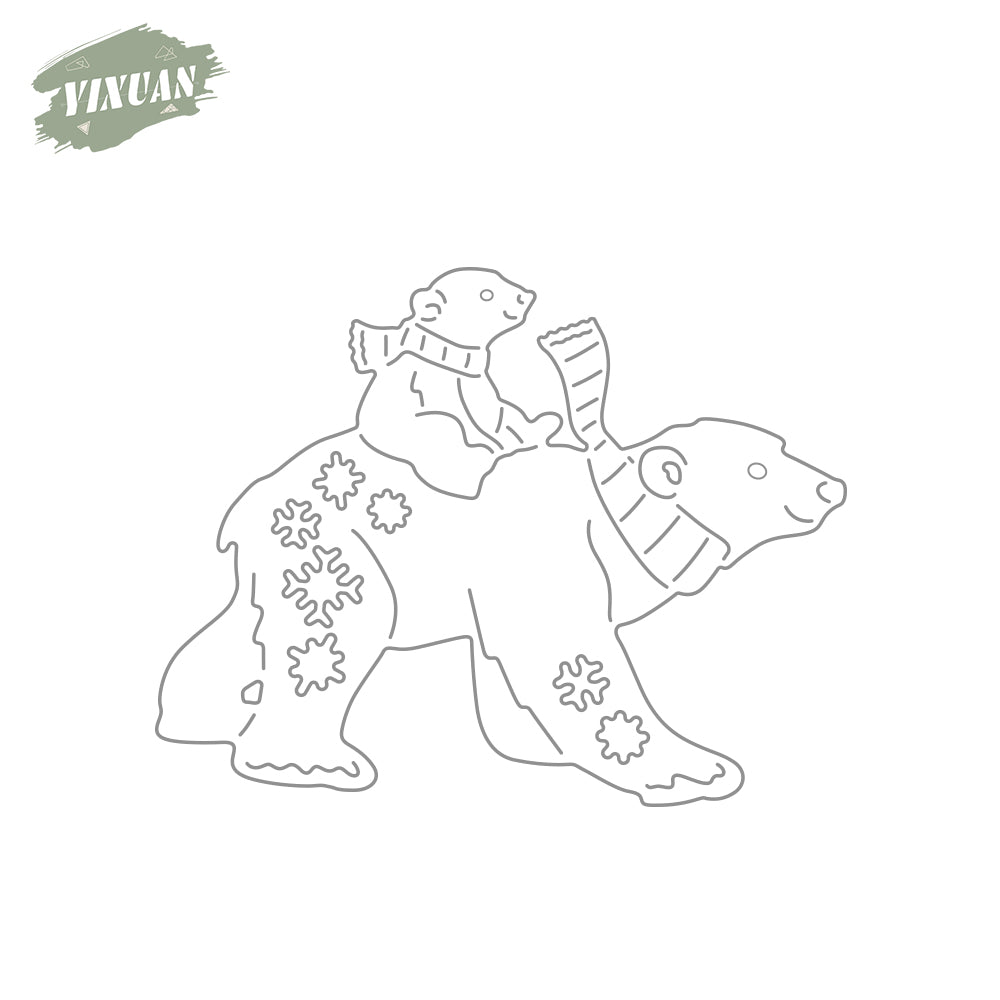 2022 Winter Christmas Cute Polar Bear Mini Cutting Dies Set YX821
