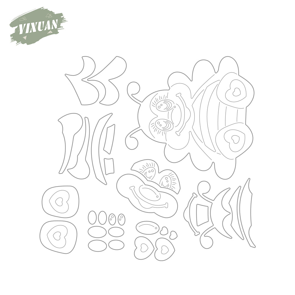 Cute Cartoon Baby Bees Cutting Dies Set YX834